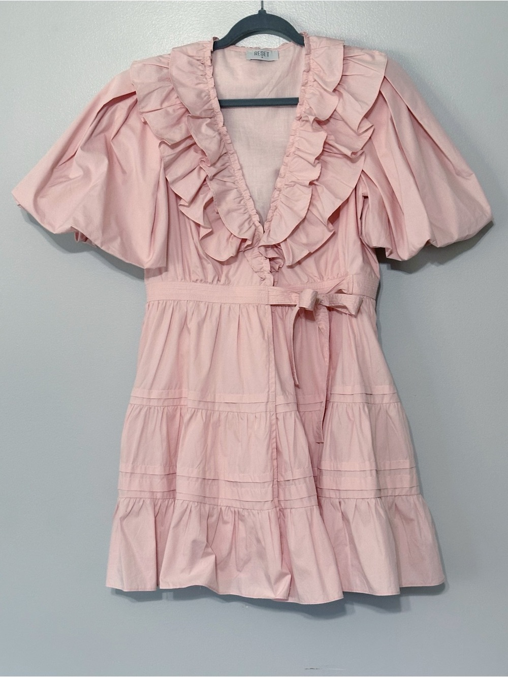 Reset Ruffle Mini Wrap Dress Cotton Women's Size Medium